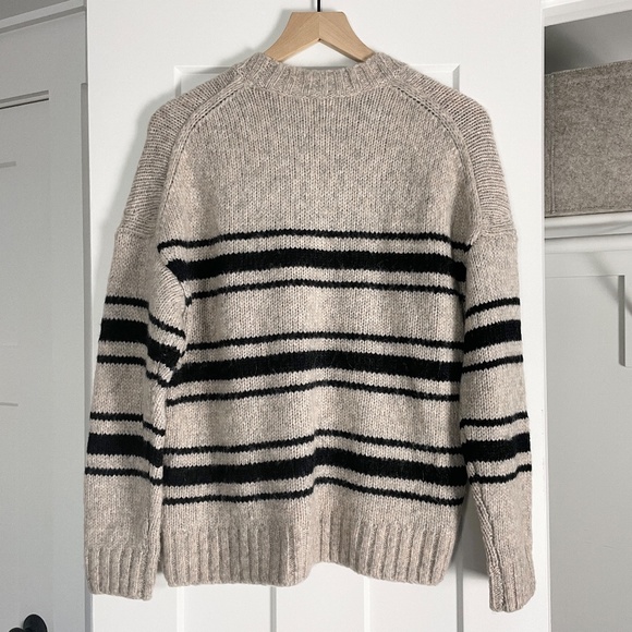 Ba&sh Bosco Striped Wool & Mohair Blend Sweater Pullover Grey Beige Black Small - Picture 4 of 13
